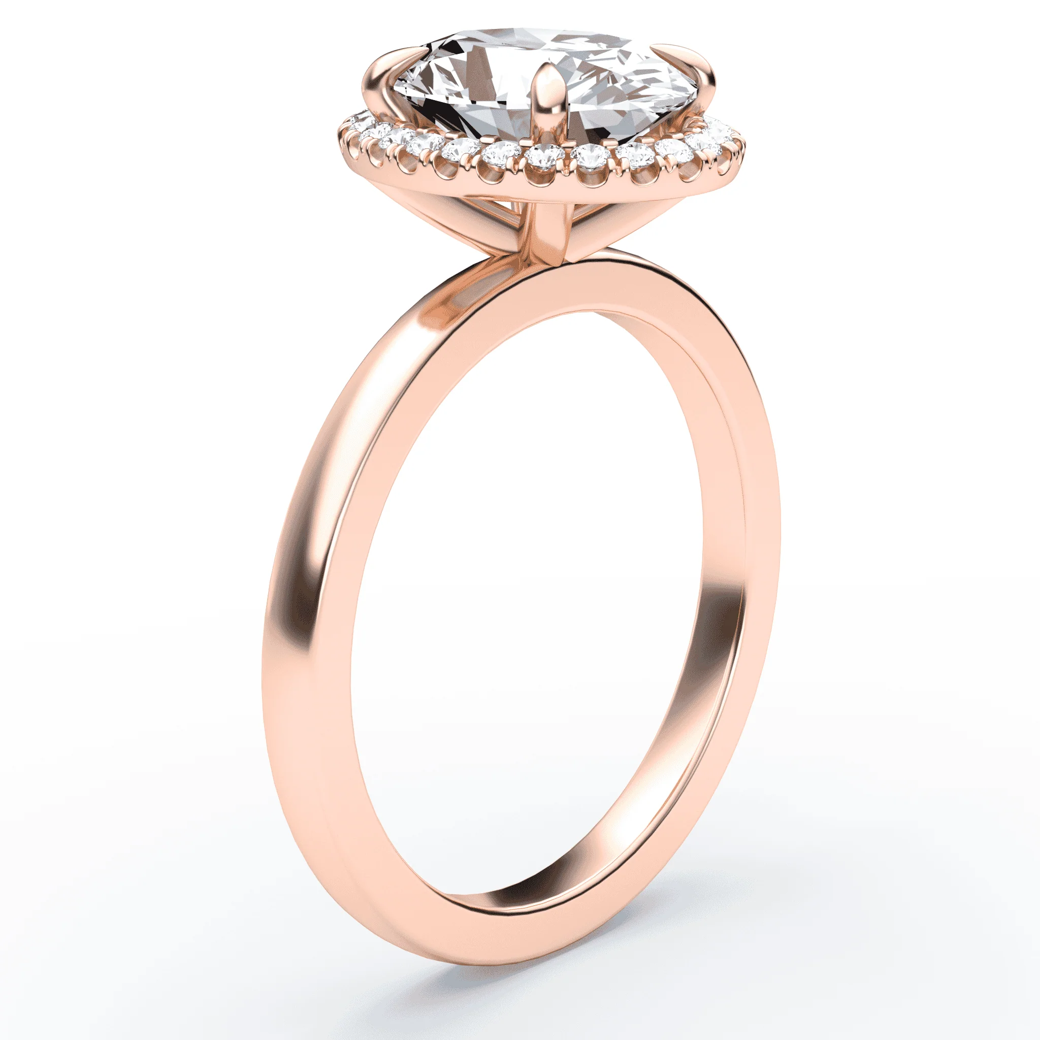 Oval Simple Halo Ring - Plum Diamonds